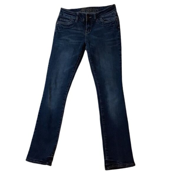 Delia's Morgan Straight Leg Blue Denim Jeans Stretch Low-Rise 1/2S - Picture 1 of 10